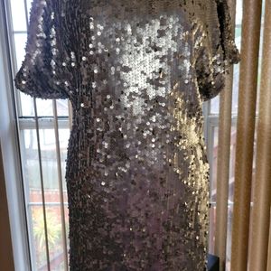 Sequined beautiful silver dress lined